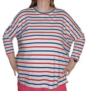 Mer-Sea Catalina Slub Tee - Red, White, and Blue Stripes One Size Fits Most FLAW